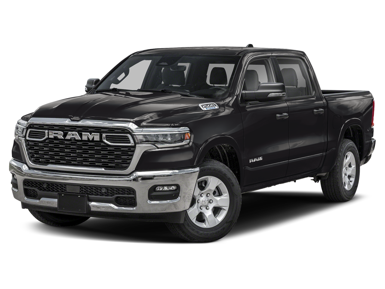 2026 RAM 1500 Big Horn in Diamond Black Crystal Pearlcoat — front three-quarter view