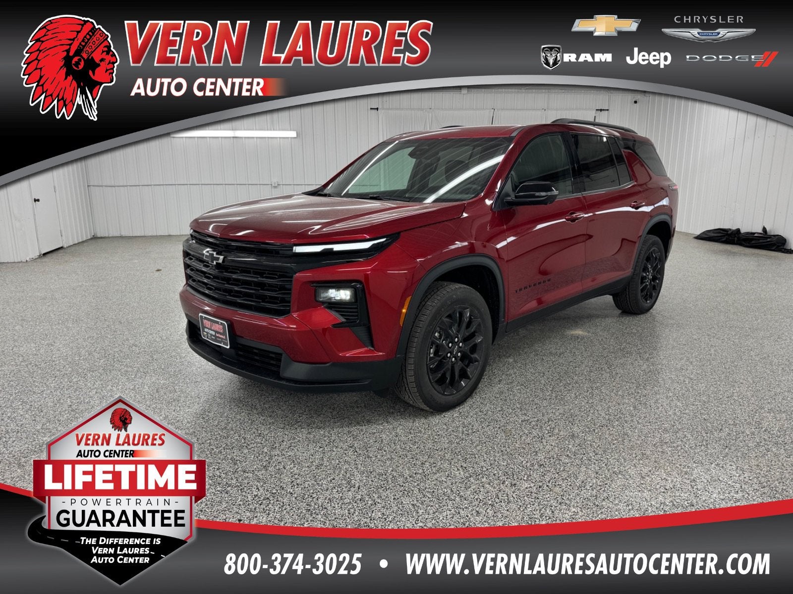 2026 Chevrolet Traverse LT in Radiant Red Tintcoat — front three-quarter view
