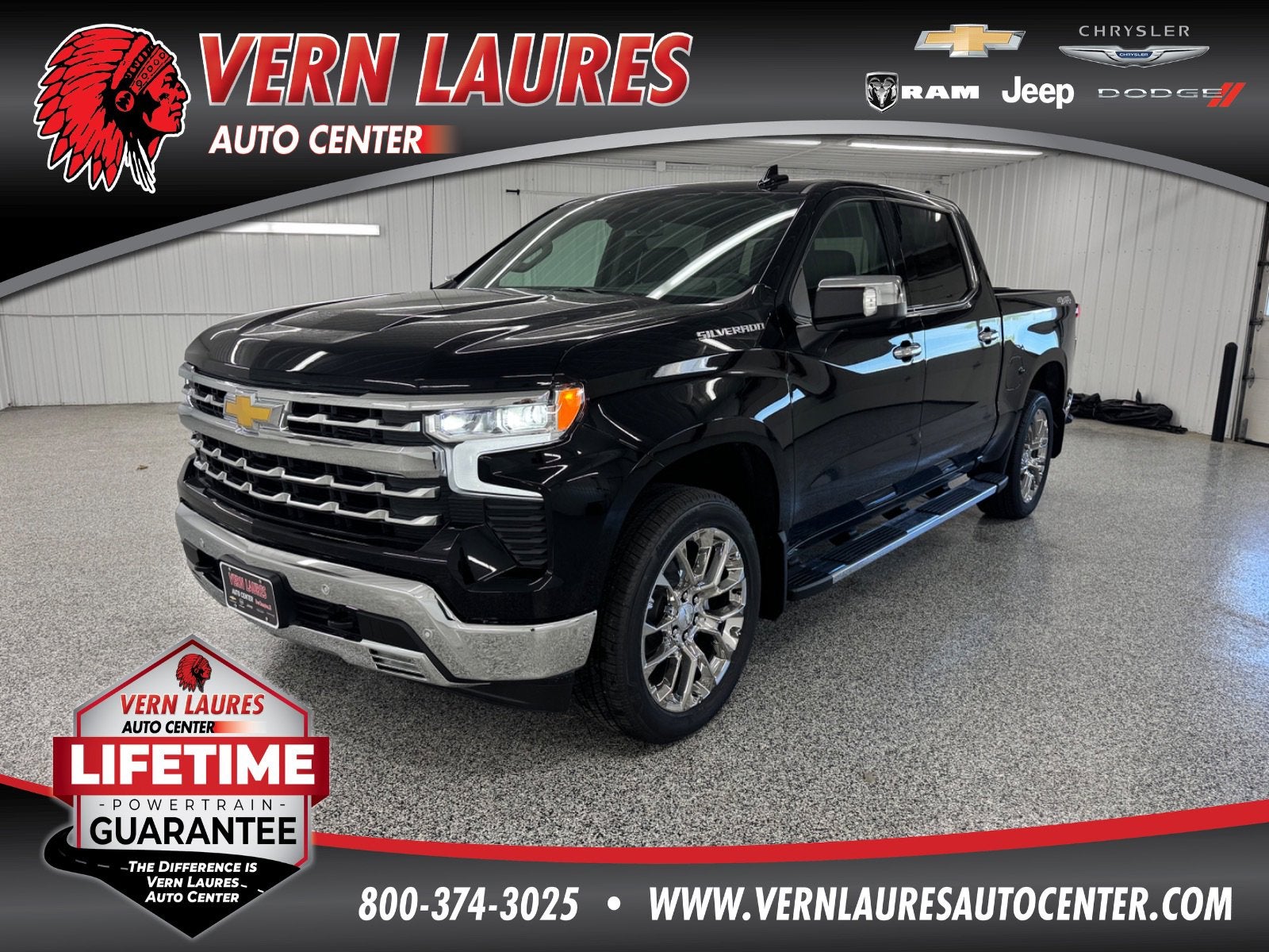2026 Chevrolet Silverado 1500 LTZ in Black — front three-quarter view