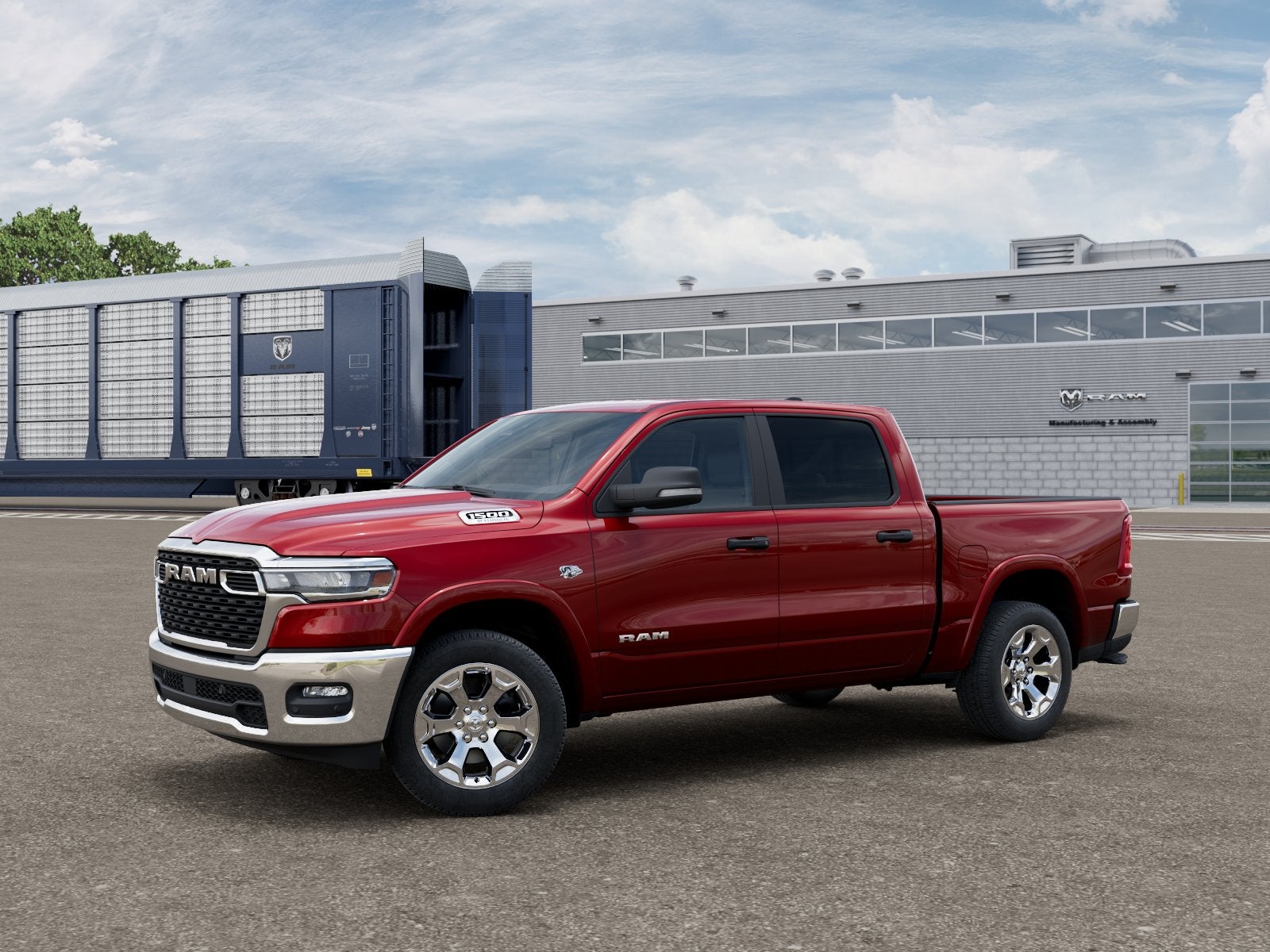 2026 RAM 1500 Big Horn in Molten Red Pearlcoat — front three-quarter view