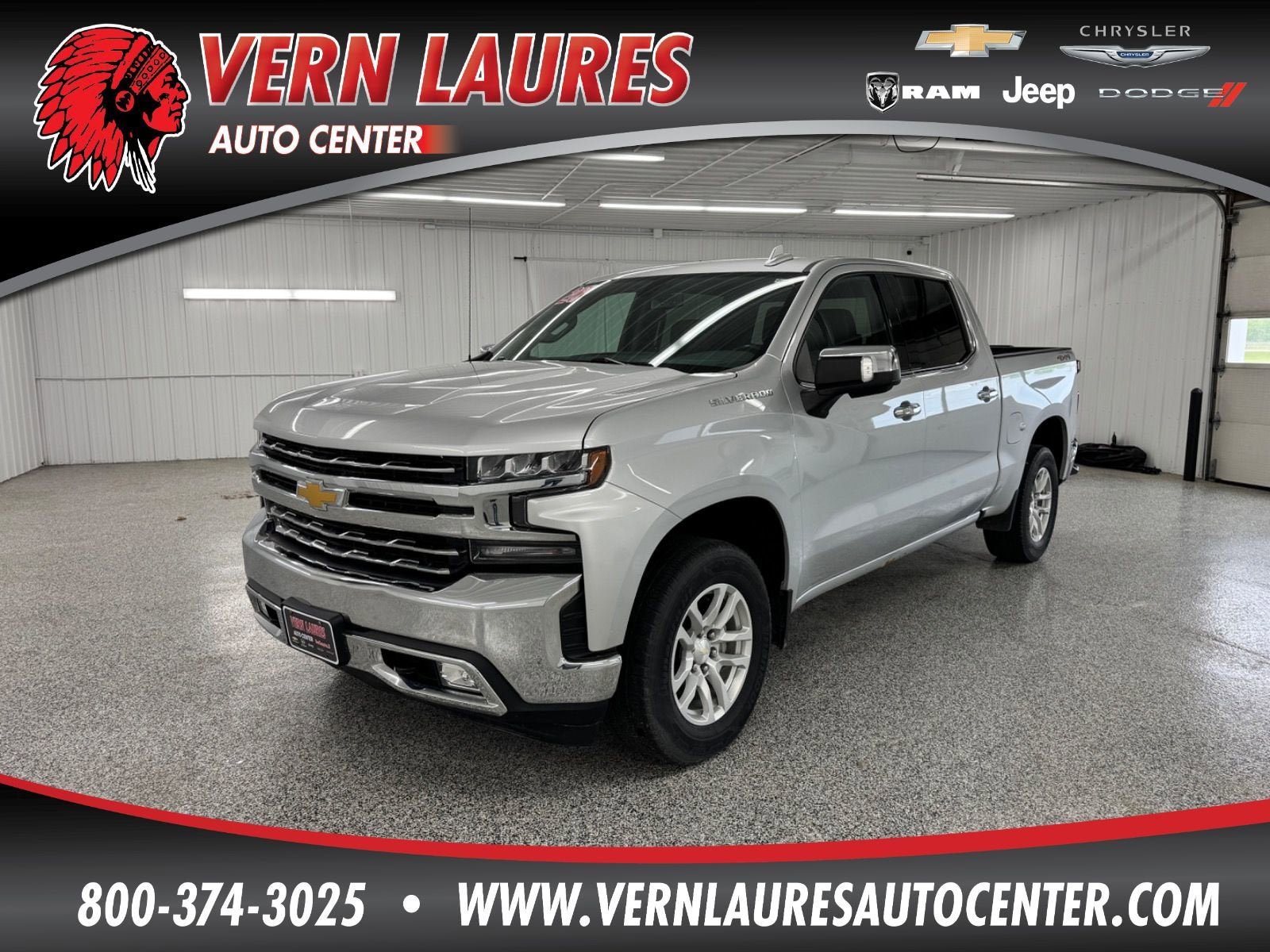 2020 Chevrolet Silverado 1500 LTZ in Silver Ice Metallic — front three-quarter view